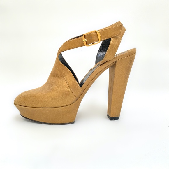 Donna Karan Collection Matte Metallic Leather Platform Slingbacks - Picture 4 of 10